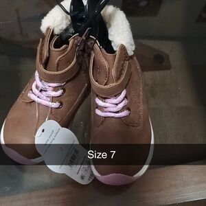 Brown and Pink Kids Boots